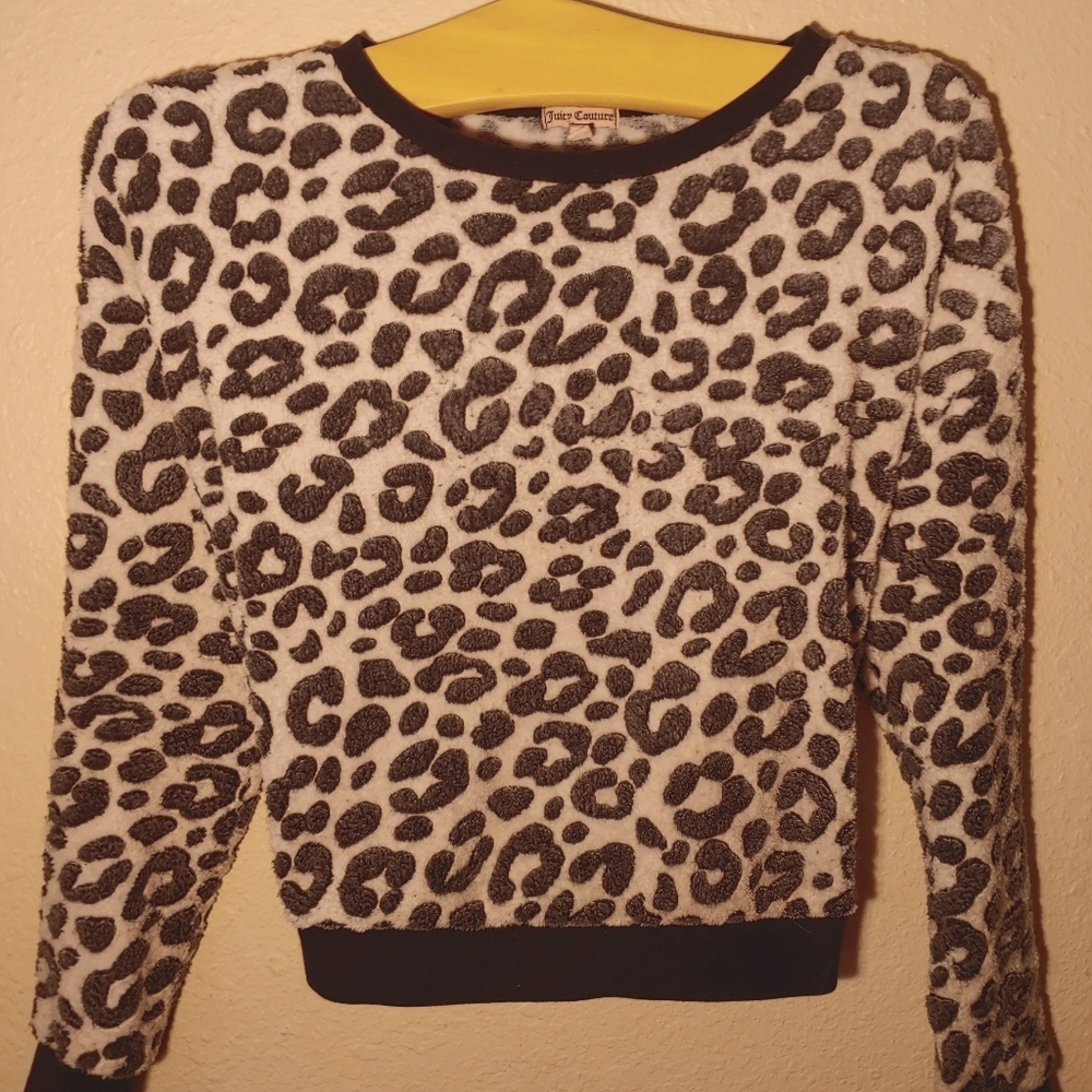 Juicy Couture Animal Print Crop Top Sweater